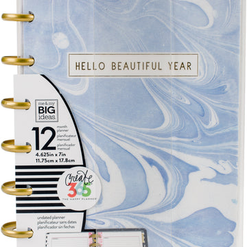 Happy Planner 12-Month Undated Mini Planner 5.125"X7.5" - Modern Marble
