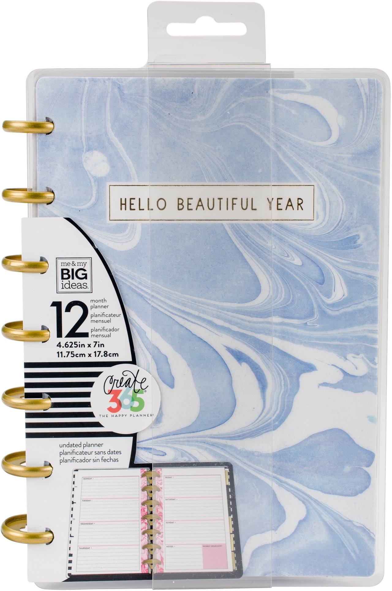 Happy Planner 12-Month Undated Mini Planner 5.125"X7.5" - Modern Marble