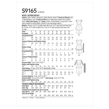 Simplicity Misses' Costumes Dress S9165 - Sewing Pattern