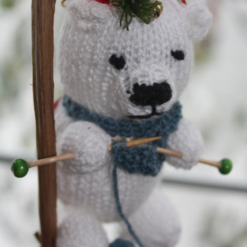 Teeny Knitting Teddy Ornament