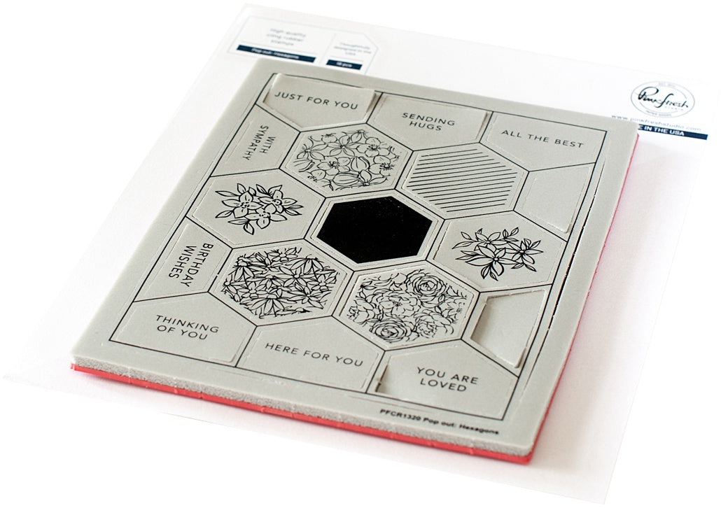 Pinkfresh Studio Cling Rubber Background Stamp Set A2 - Pop-Out Hexagons
