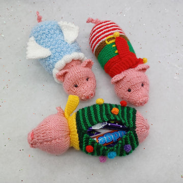 Christmas Knitting Pattern - Pigs in Blankets Decoration Gift Bags, Toy Charity knit