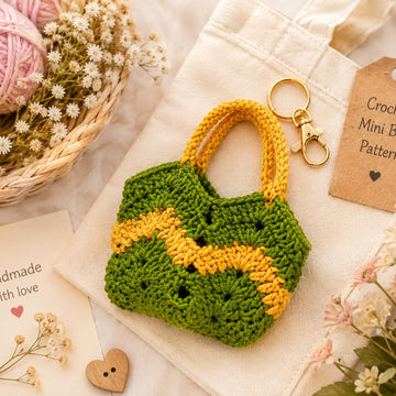 Crochet Bag Keychain Pattern PDF + Video Tutorial