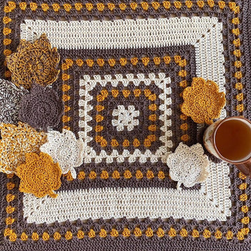 Autumn Table Cover and Leaf Coaster Set