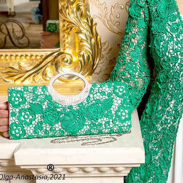 Lace emerald wedding bag