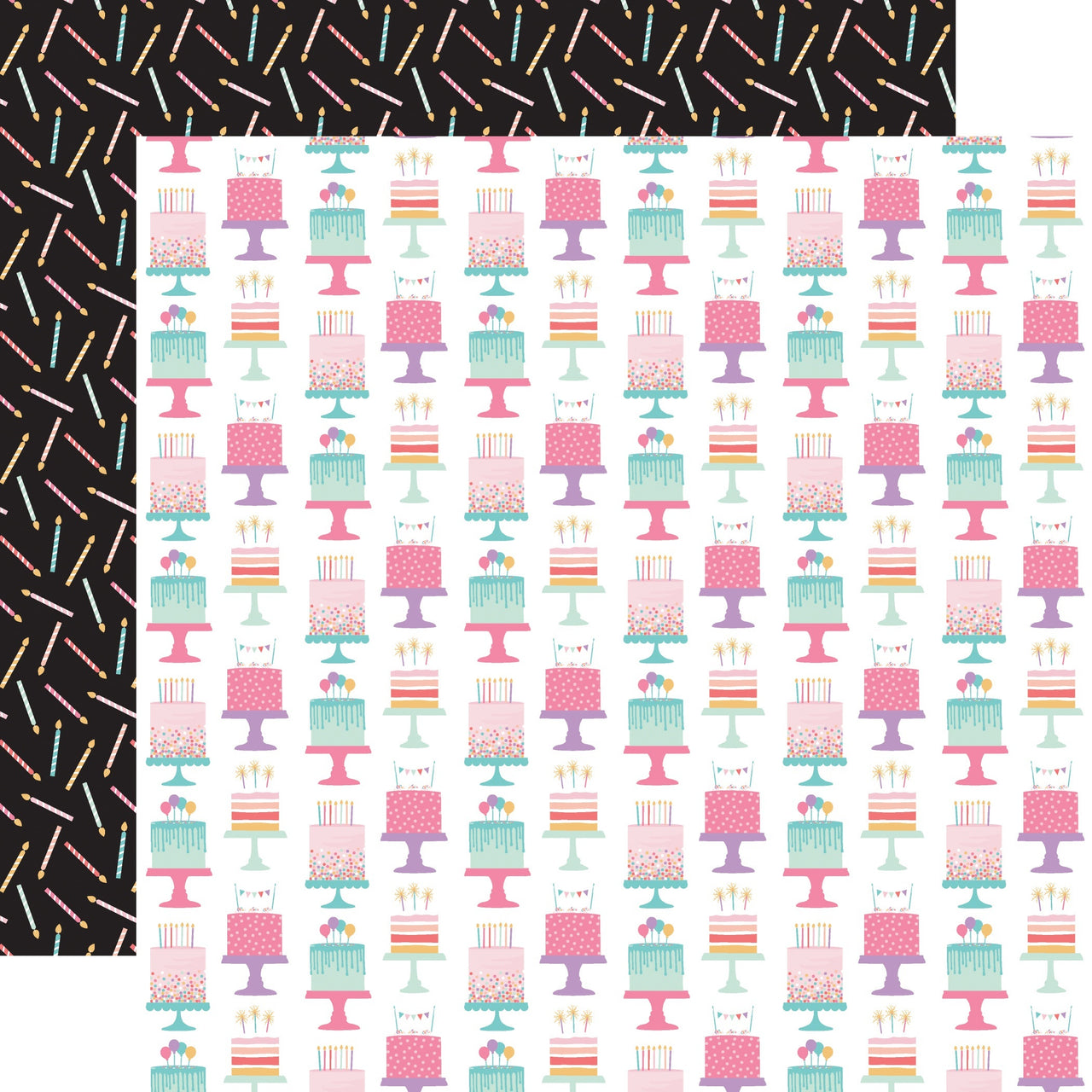 Echo Park Paper It's Your Birthday Girl Double-Sided Cardstock 12"X12" 25/Pkg - Birthday Girl Cakes