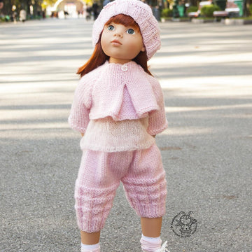 Pink dream outfit knitting flat for 18 in doll