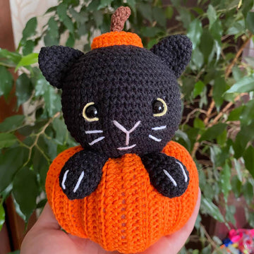 Cat in Pumpkin Halloween Decor