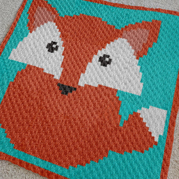 Orange Baby Fox Blanket Square 60x60 Squares C2C Crochet Pattern
