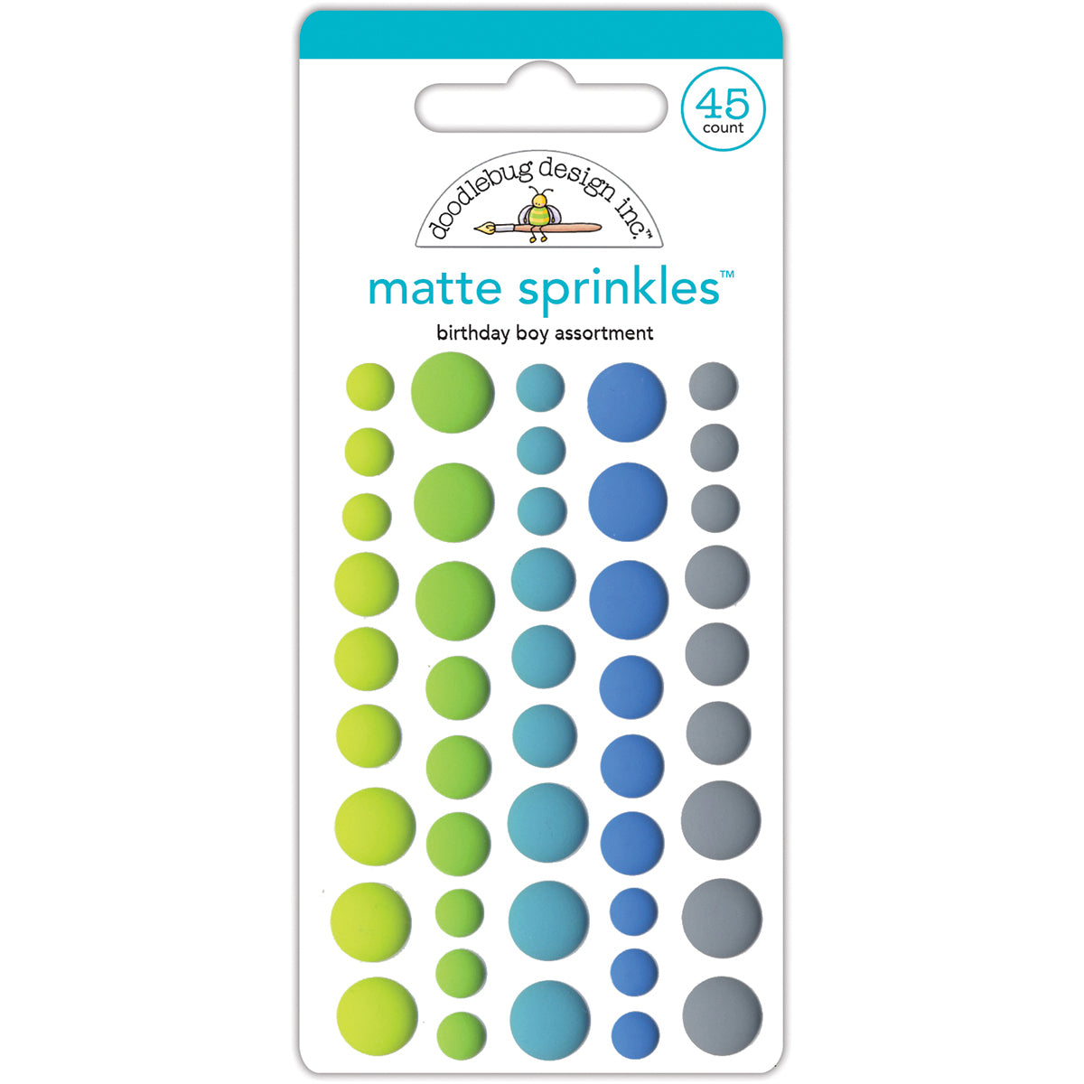 Doodlebug Sprinkles Adhesive Matte Enamel Dots - Birthday Boy, 45/Pkg