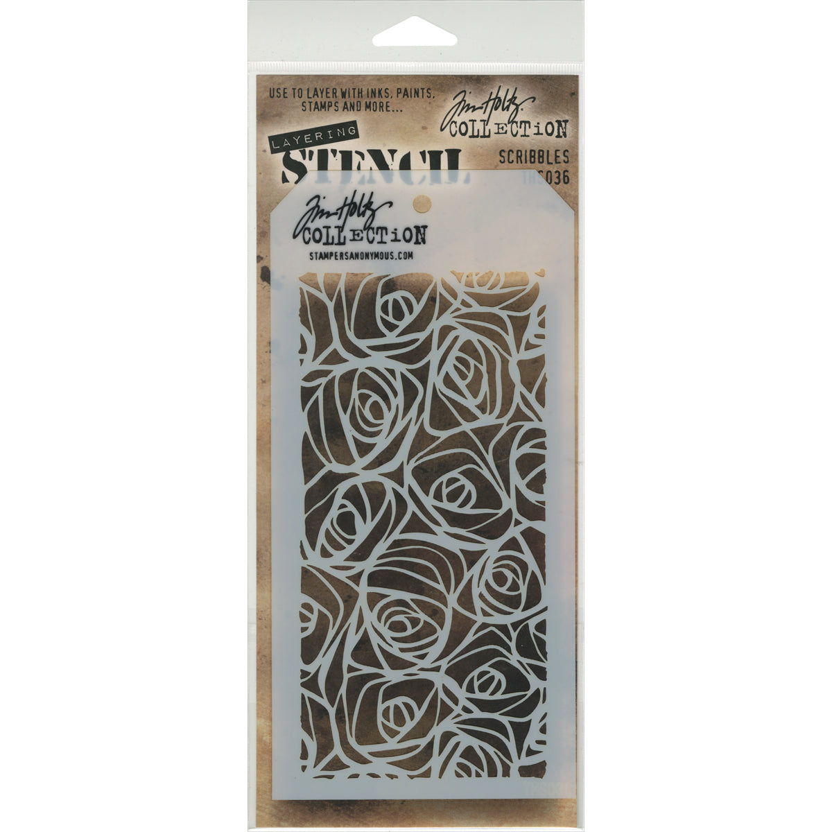 Stampers Anonymous Tim Holtz Layered Stencil 4.125"X8.5" - Scribbles