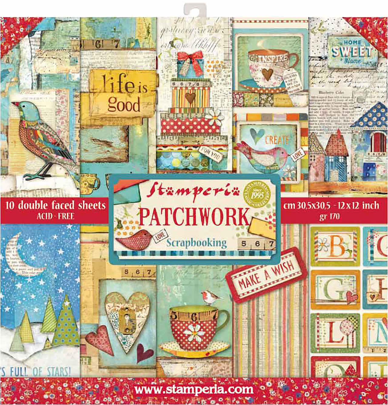 Stamperia Intl Stamperia Double-Sided Paper Pad 12"X12" 10/Pkg - Patchwork, 10 Designs/1 Each