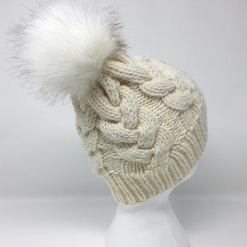 White Braided Cable Hat