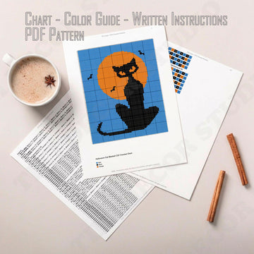 C2C Halloween Black Cat Orange Blanket Corner-to-Corner Crochet Pattern