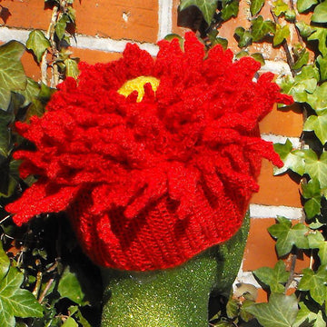 Dahlia Flower Beanie Hat Knitting Pattern - madmonkeyknits.com