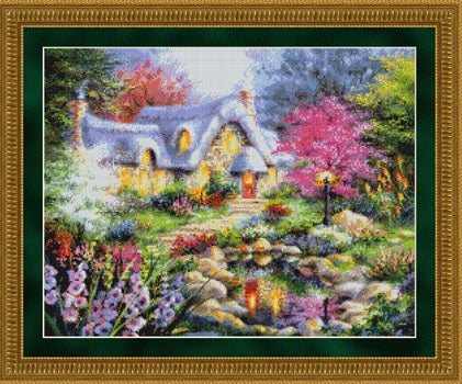 Kustom Krafts Cottage Pond Cross Stitch Kit - 48cm x 35.5cm