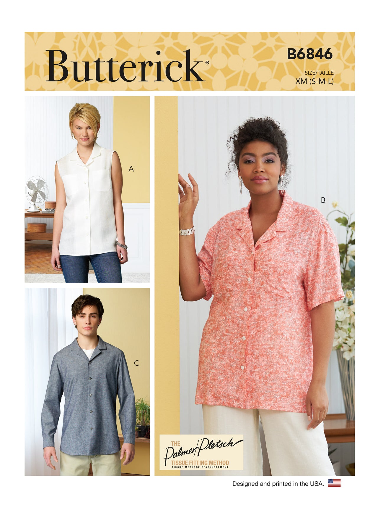Butterick Unisex Button-Down Shirts B6846 - Sewing Pattern