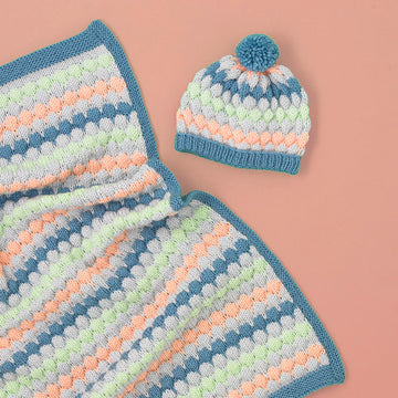 Bobo Bubble Stitch Blanket & Beanie - Free Baby Knitting Pattern in Paintbox Yarns Simply DK