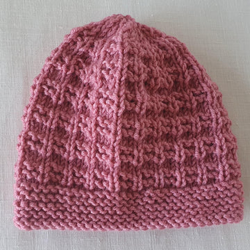 Kerry - Texture stitch 8ply baby beanie with garter brim
