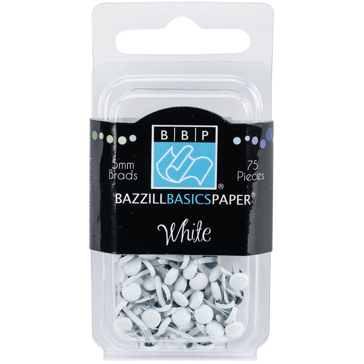 Bazzill Brads 5mm 75/Pkg - White