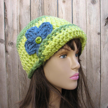 Green crochet hat