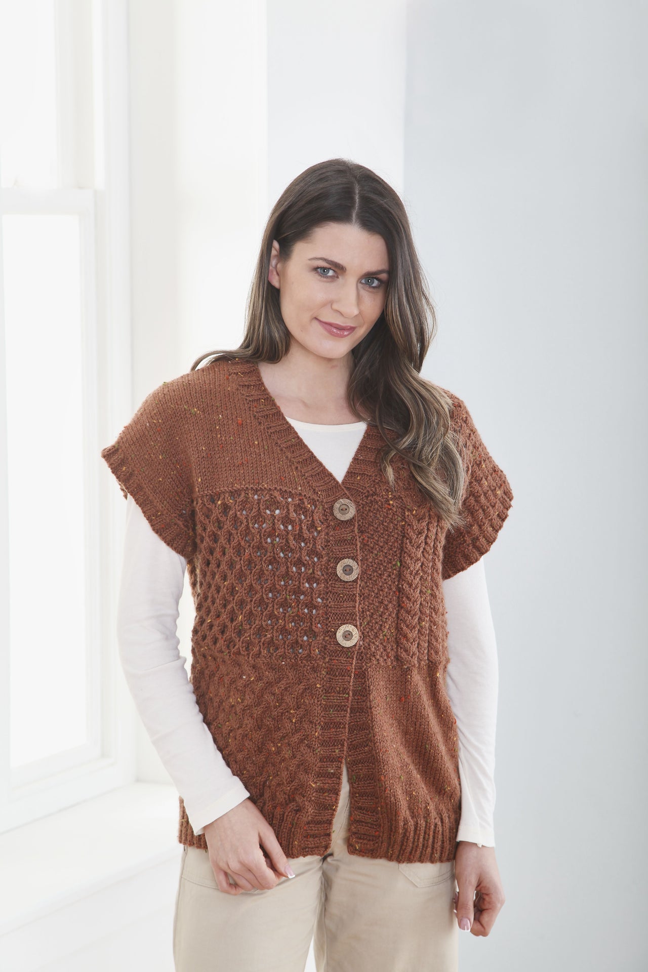 Cardigan and Waistcoat in King Cole Fashion Aran - Leaflet