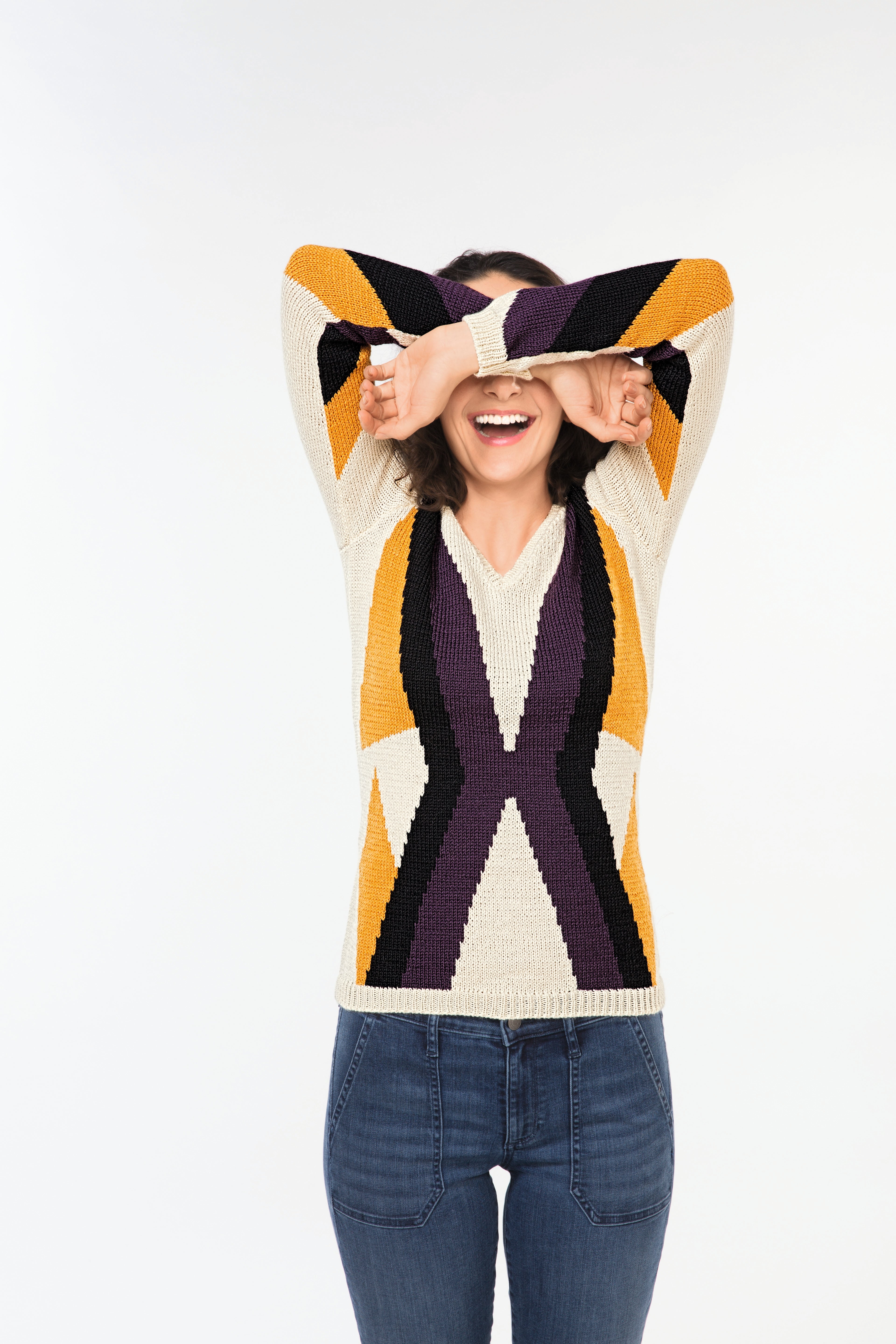 Women V Neck Sweater in Bergere de France Ideal  - 60508-416 - Downloadable PDF