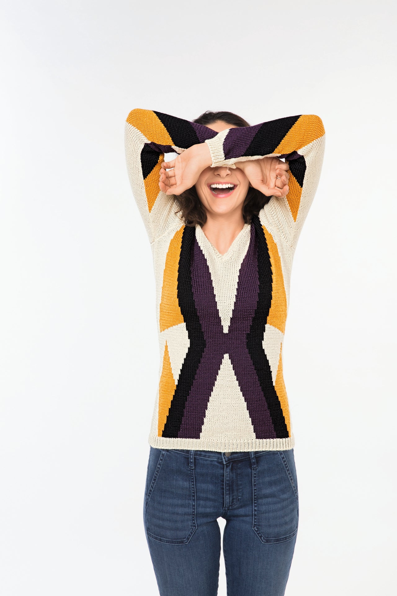 Women V Neck Sweater in Bergere de France Ideal  - 60508-416 - Downloadable PDF