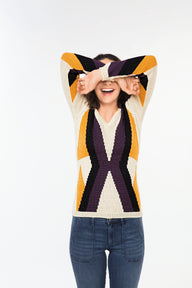 Women V Neck Sweater in Bergere de France Ideal  - 60508-416 - Downloadable PDF
