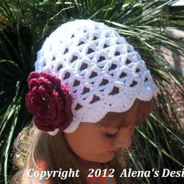 Lace Beanie Hat with Rose
