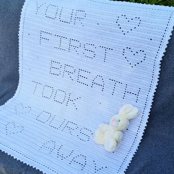 Your first breath took ours away Filet Blanket