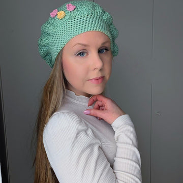 Crochet Pastel Flower Beret Pattern