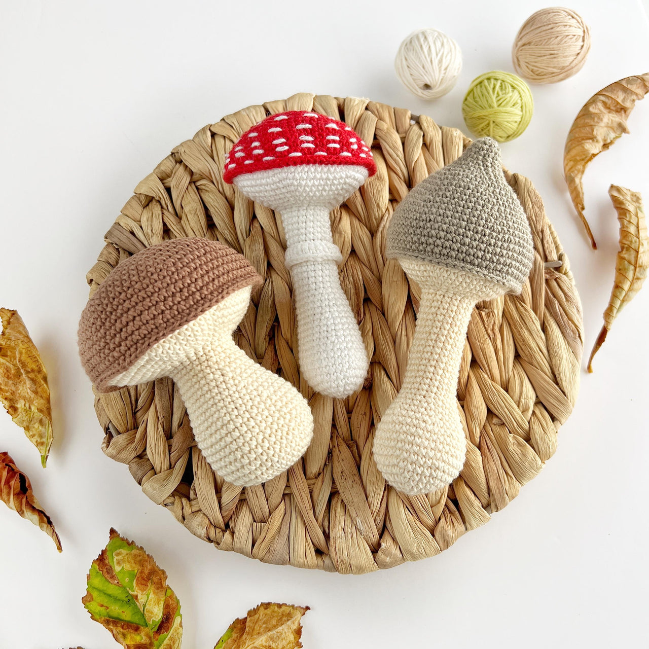 Crochet mushrooms pattern no sew Amigurumi toy Fall crochet pattern decor