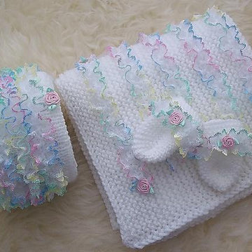 Pattern #41 Lace Blanket, Bonnet & Mittens