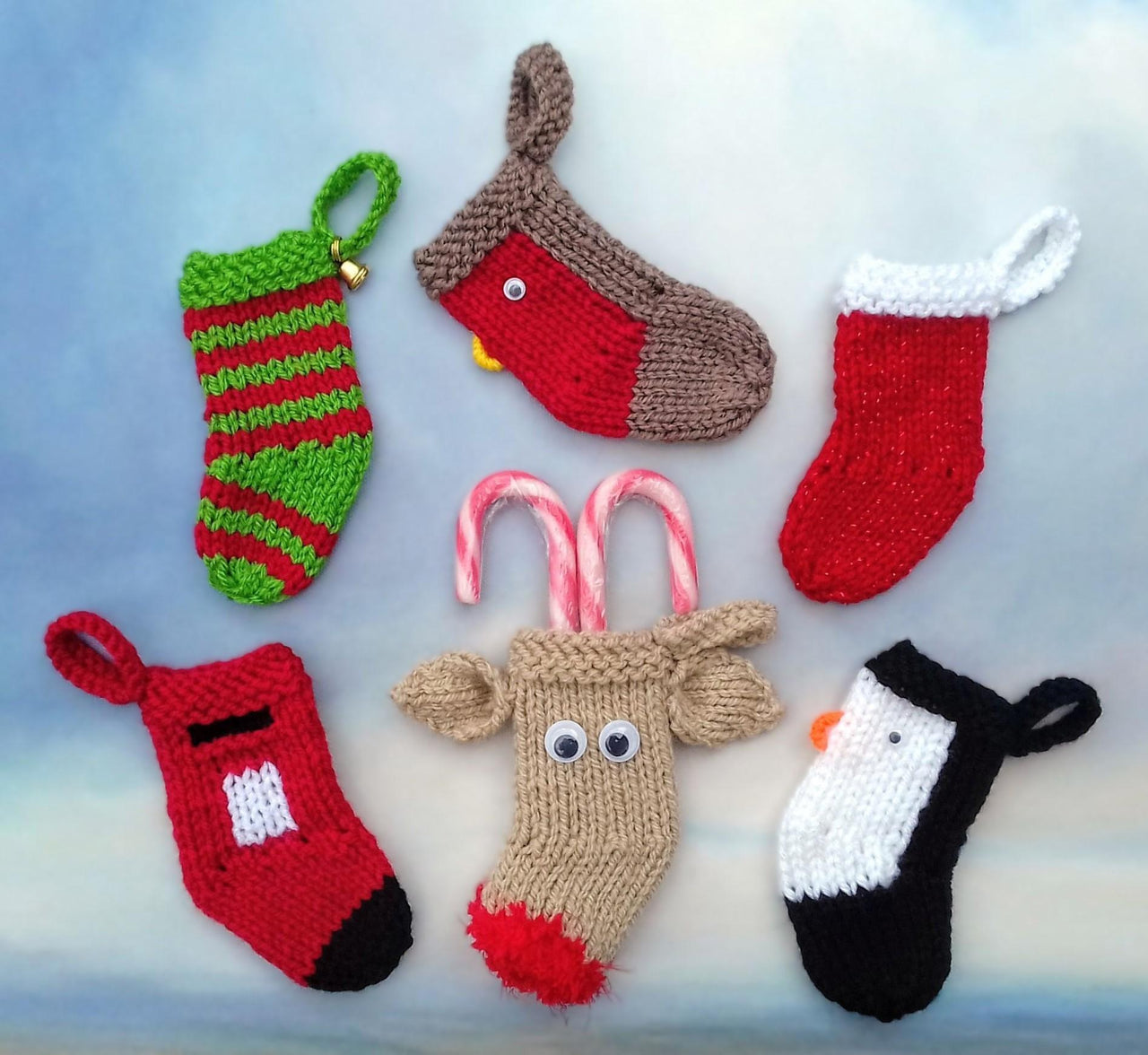 Mini Christmas Stockings - Six Novelty Designs