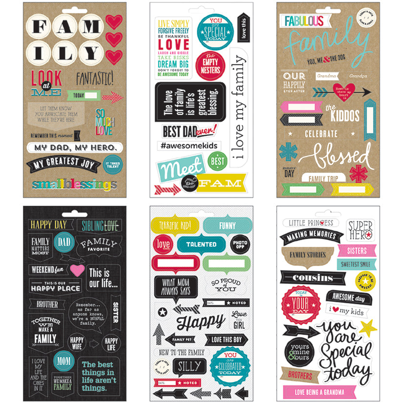 Pocket Pages Paper Stickers 6/Pkg - Family Love
