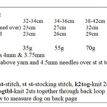 Knitting Pattern for Plain Dogs Coat, 4 Sizes Included, Aran Yarn, Sizes are X Small, Small, Medium and Large, Dog Sweater Aran Yarn Knitting Pattern, KP606