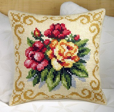 Orchidea Spring Flowers Cushion Front Chunky Cross Stitch Kit - 40cm x 40cm