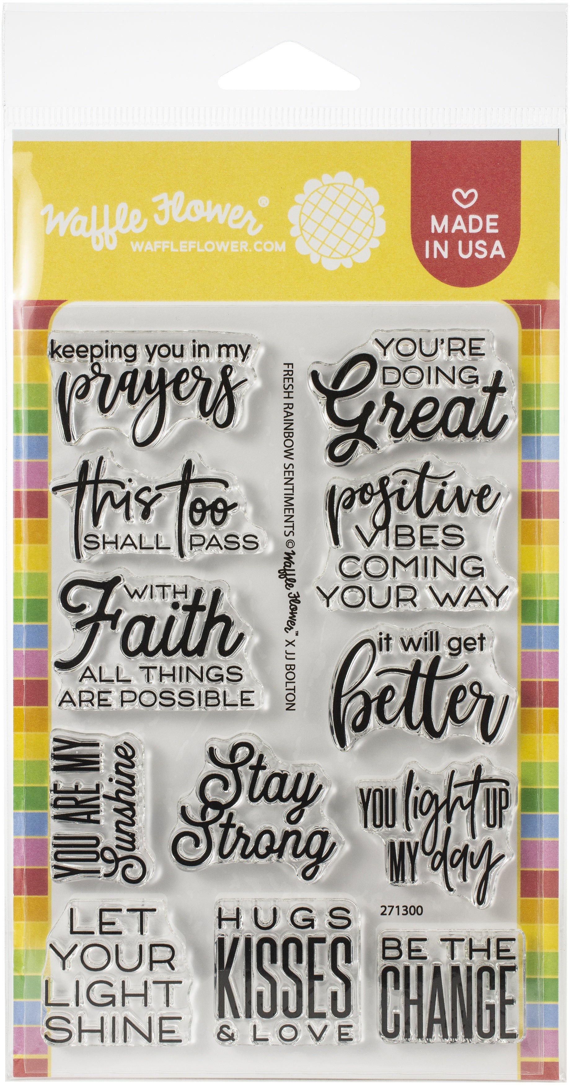 Waffle Flower Crafts Clear Stamps 4"X6" - Fresh Rainbow Sentiments