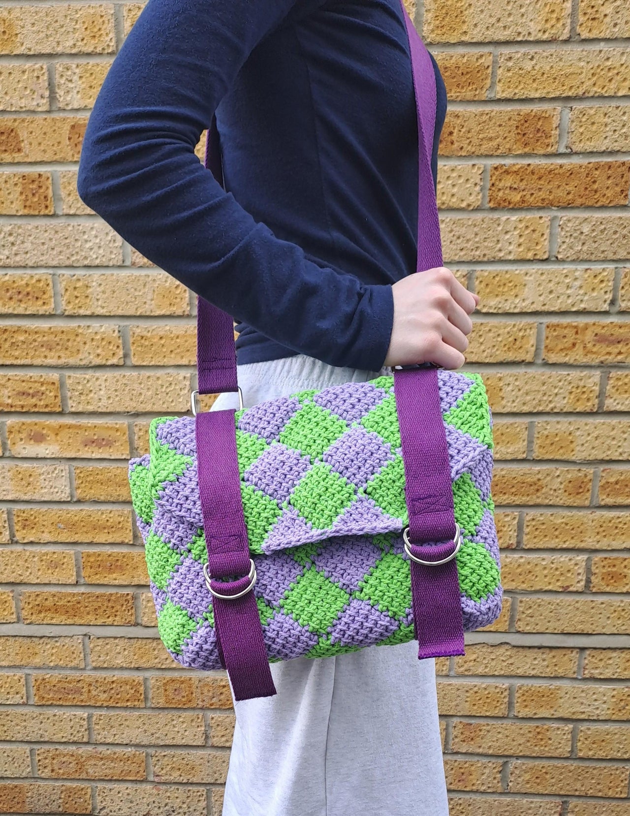 Checked Satchel