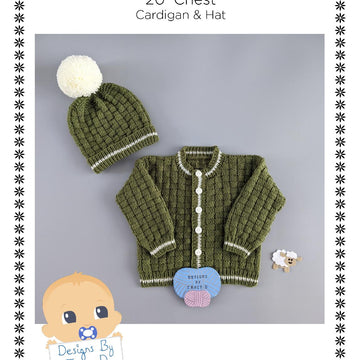 Luke Baby Cardigan & Hat 20" chest knitting pattern