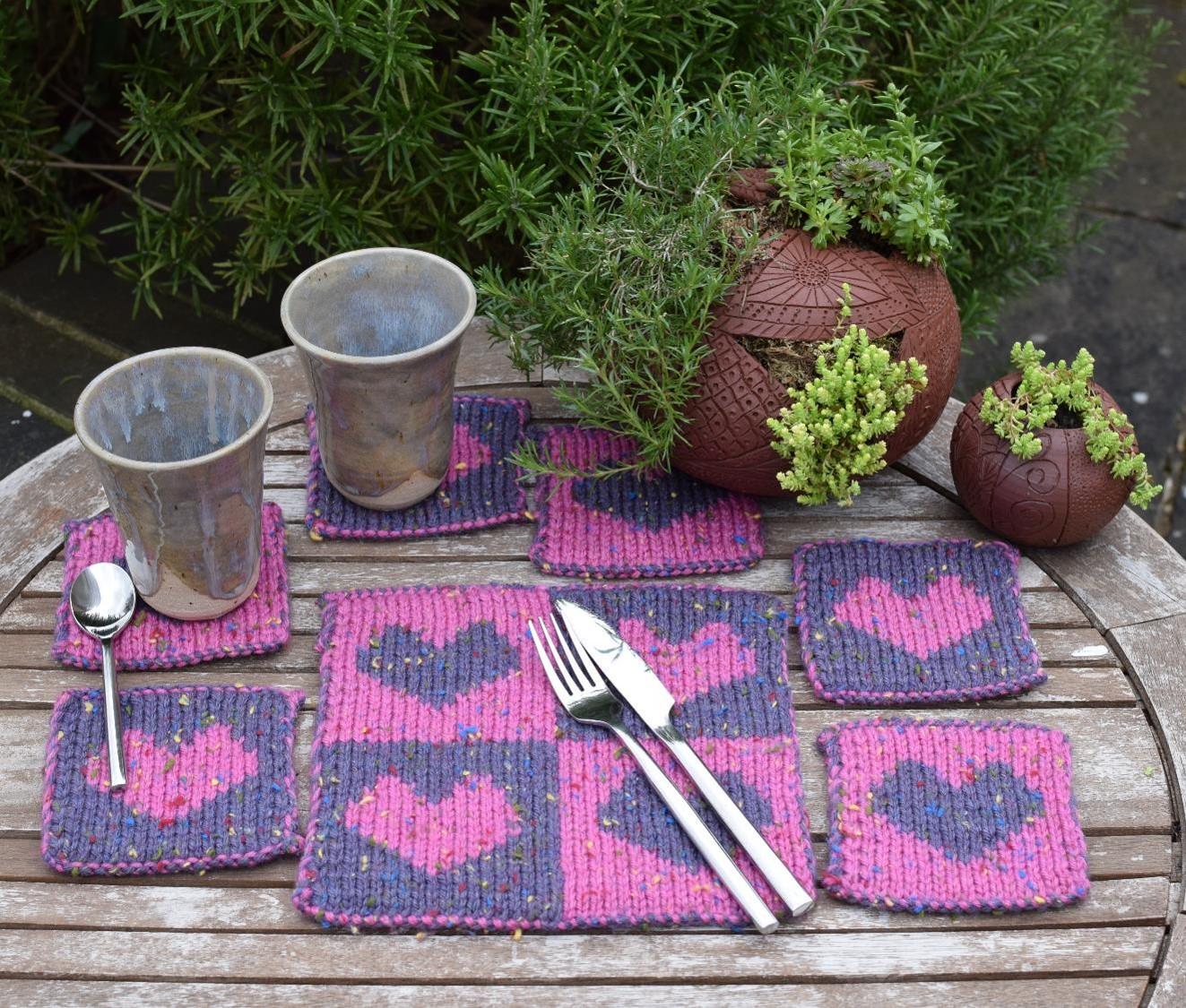 Heart Coasters and Table Mat