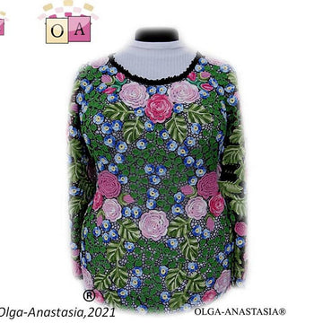 Lace rose pullover on black