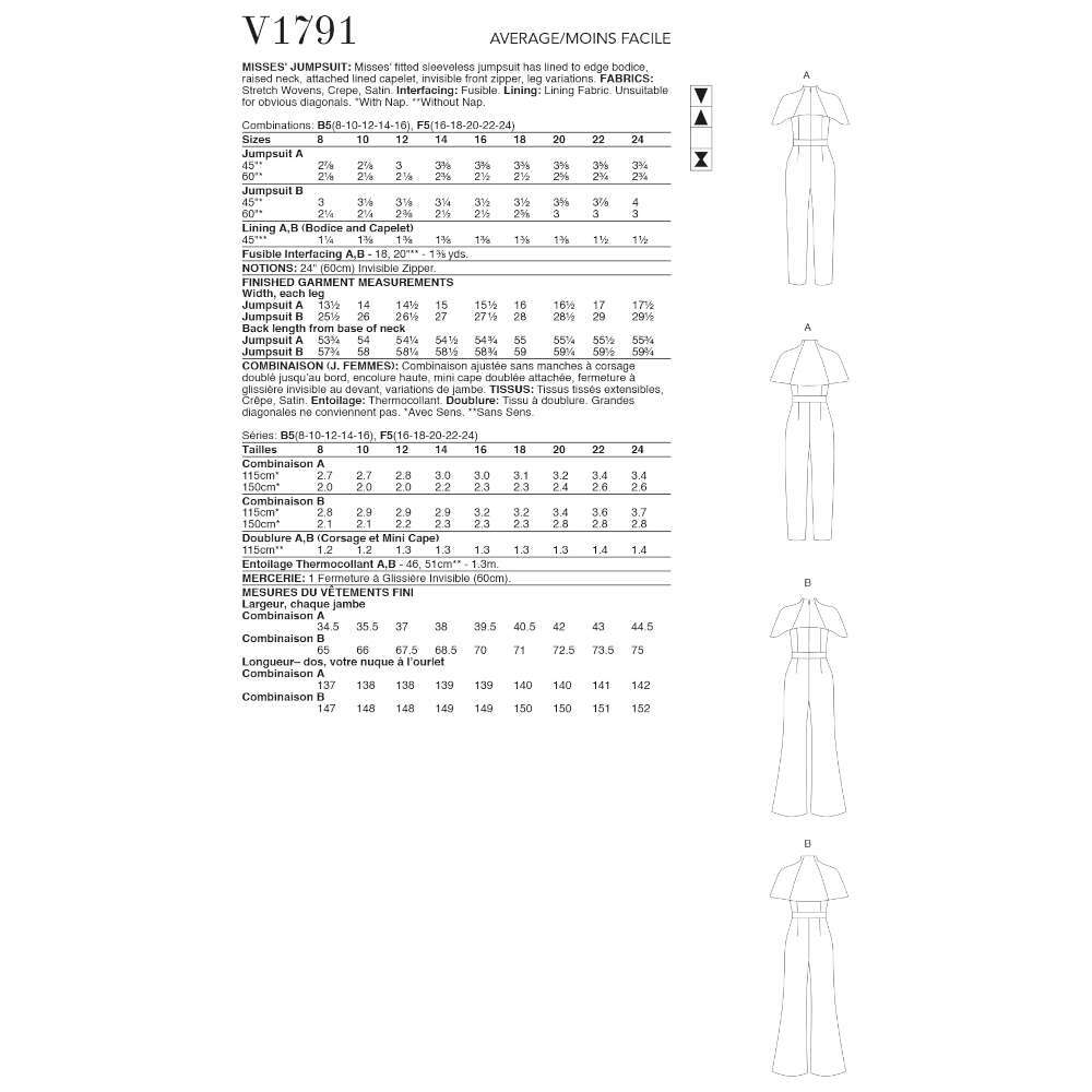 Vogue Misses' Jumpsuits V1791 - Sewing Pattern