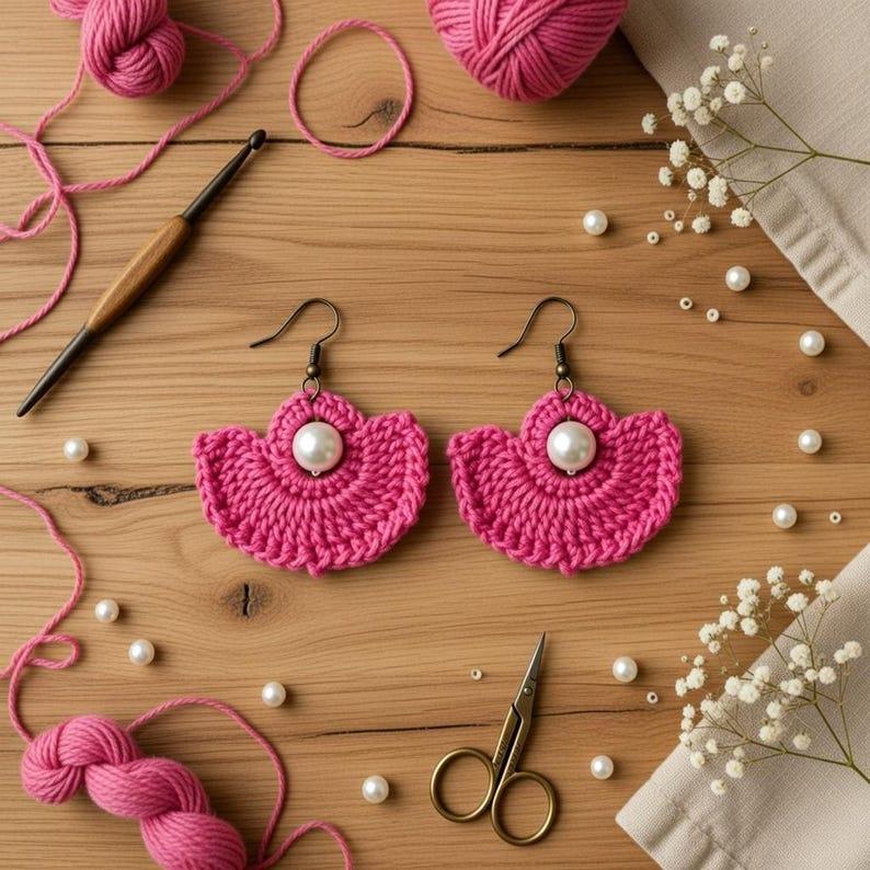 Crochet Half-Circle Earrings Pattern – Irish Lace Jewelry PDF + Video Tutorial
