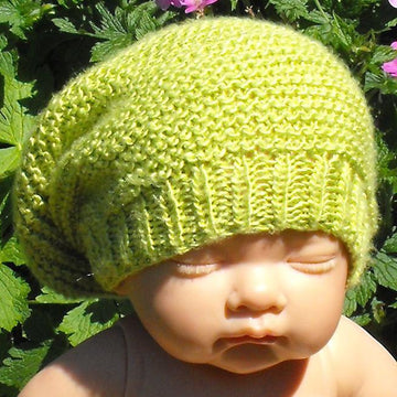 BABY SILK GARTER STITCH SLOUCH BEANIE HAT KNITTING PATTERN - MADMONKEYKNITS