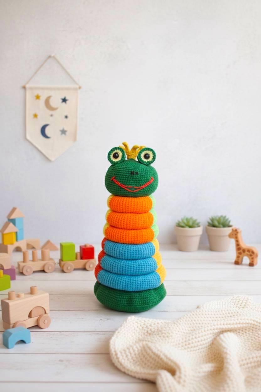 Stacking rings multi-color frog