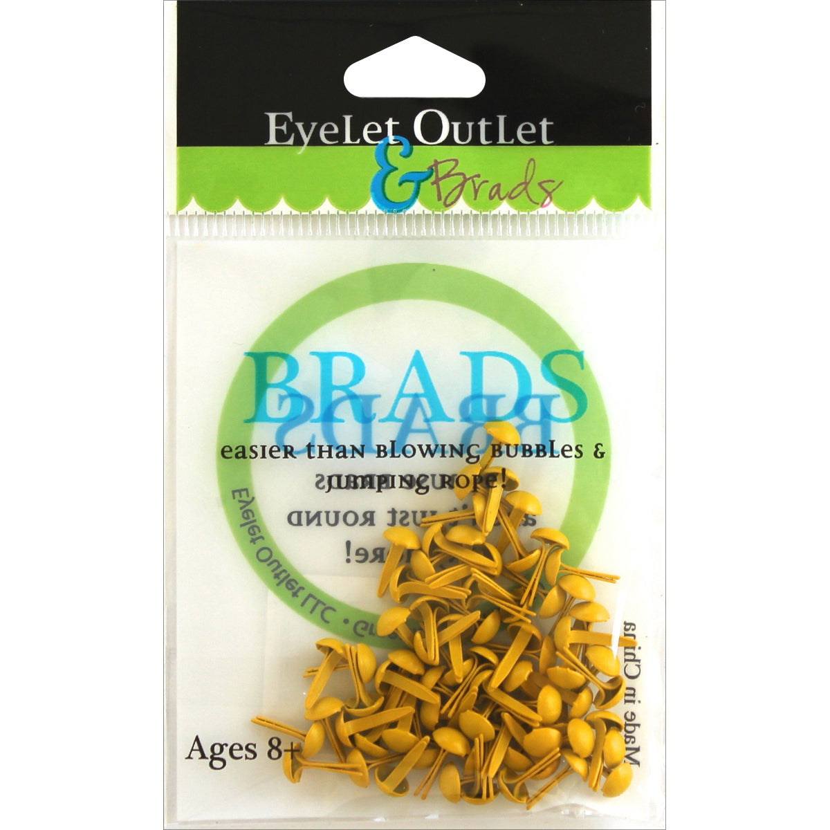 Eyelet Outlet Round Brads 4mm 70/Pkg - Yellow