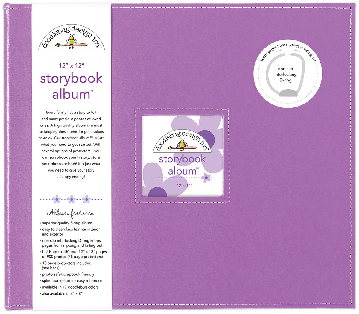 Doodlebug Storybook D-Ring Album 12"X12" - Lilac