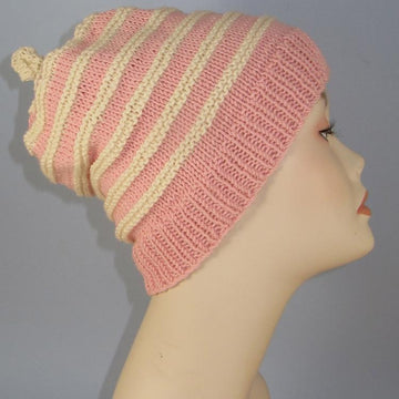 Stripe Topknot Slouch Hat